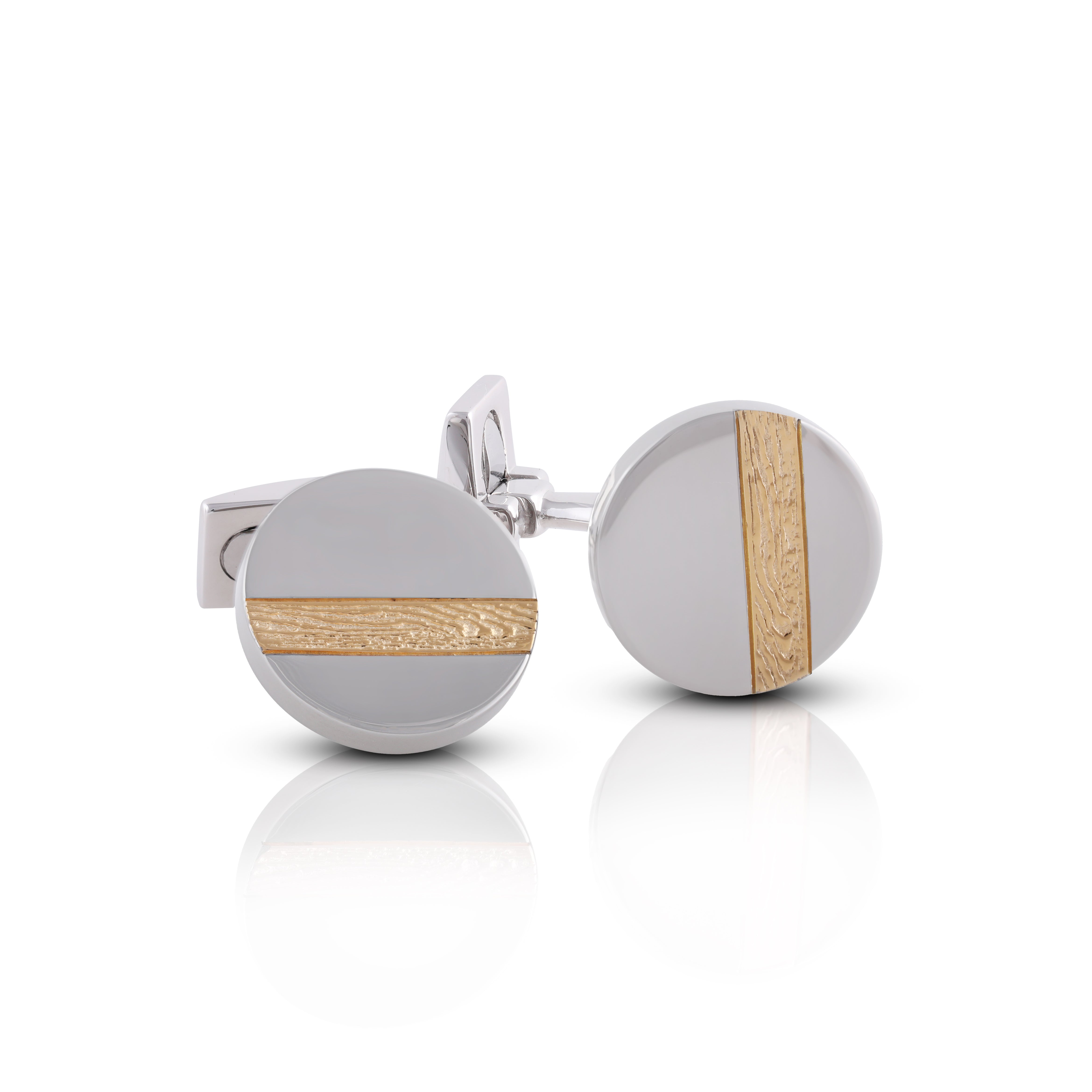 Compass Silver Cufflinks (Rose gold)