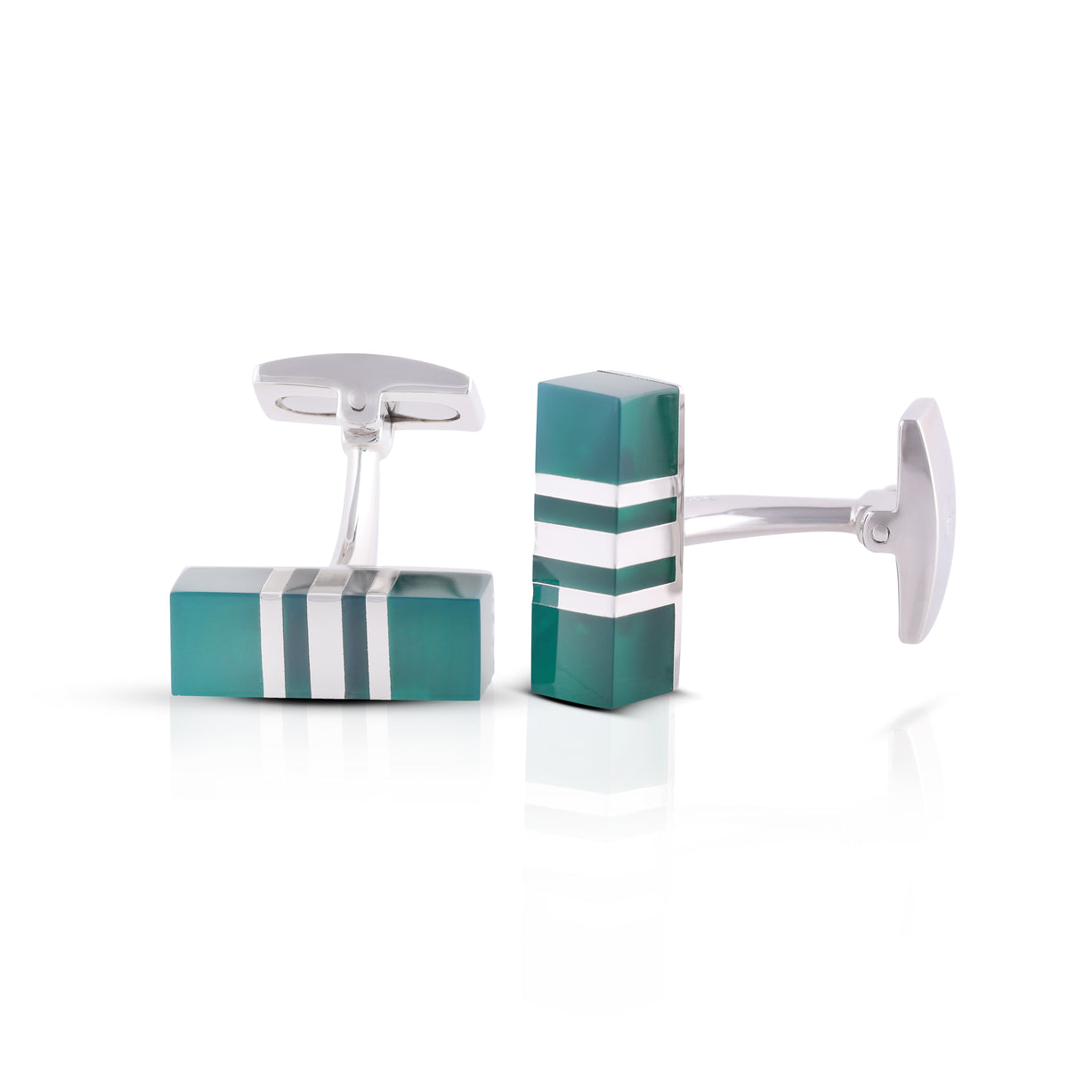 Emerald Green Striped Cufflinks