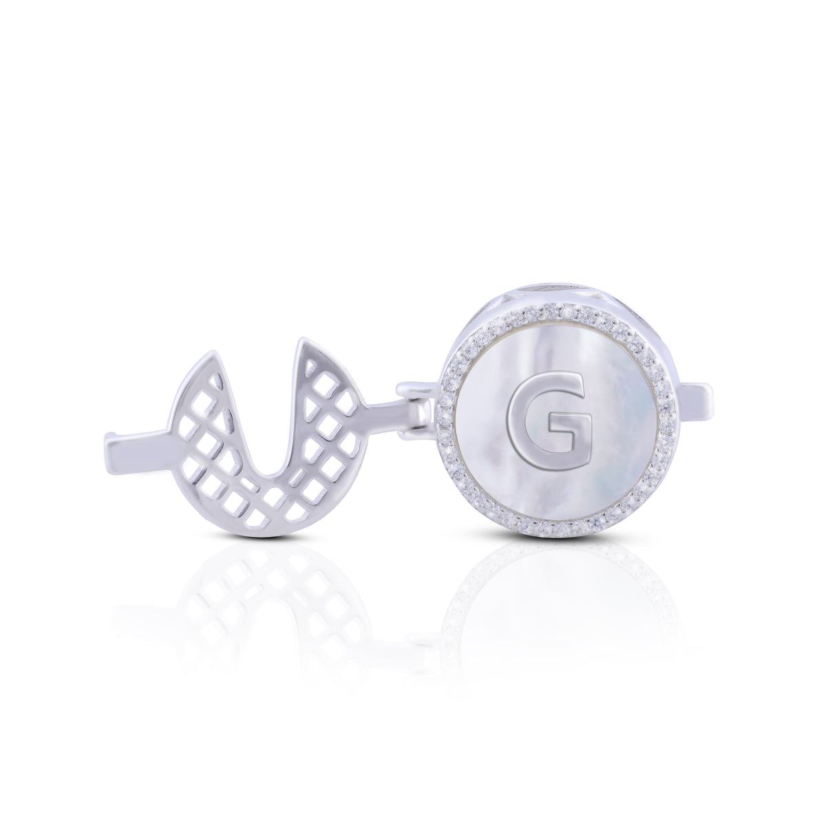 Personalized Initial Silver Button Clip