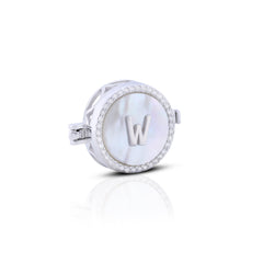 'W' Personalized Initial Silver Button Clip