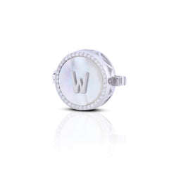 'W' Personalized Initial Silver Button Clip