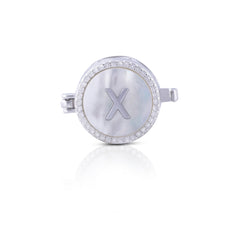 'X' Personalized Initial Silver Button Clip