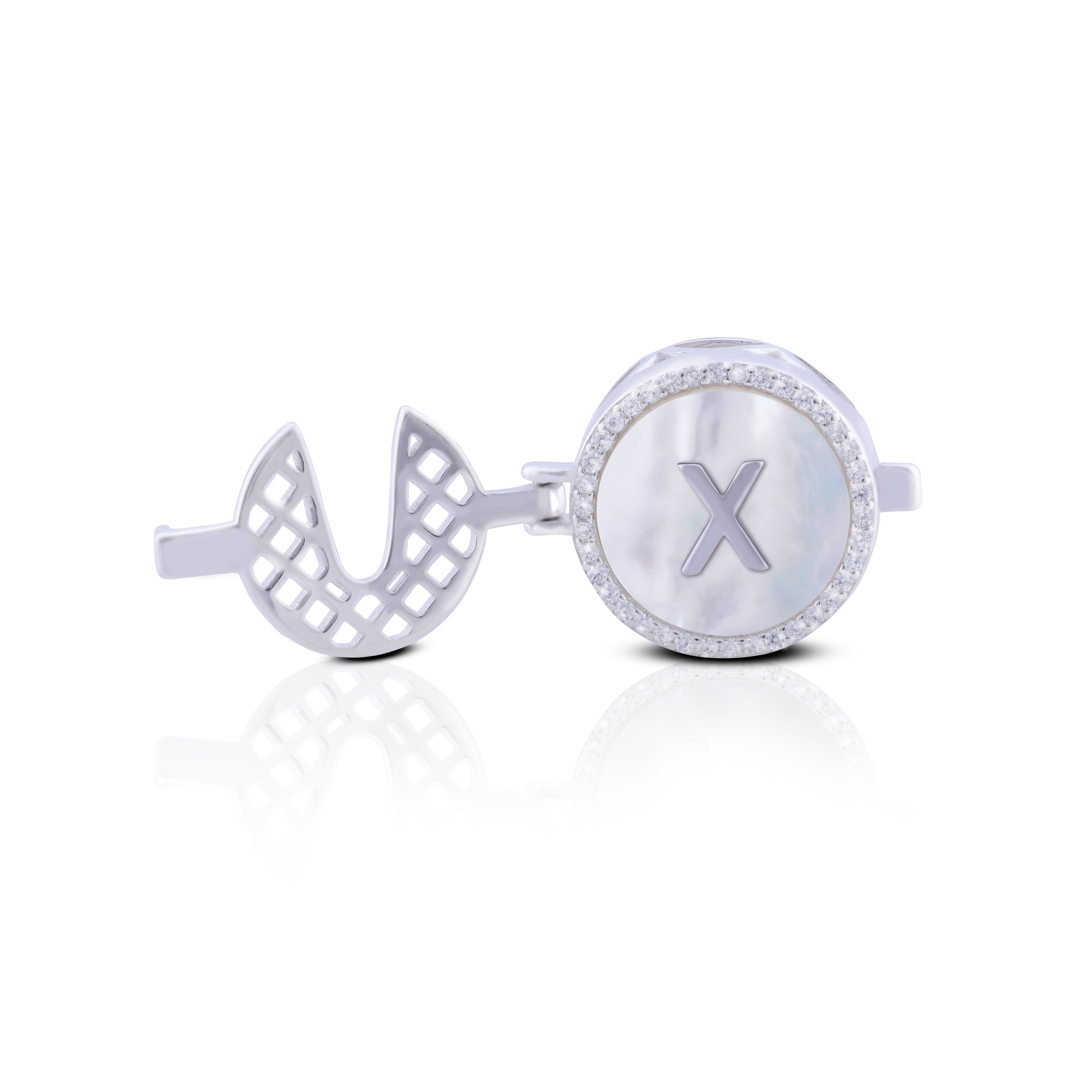 'X' Personalized Initial Silver Button Clip