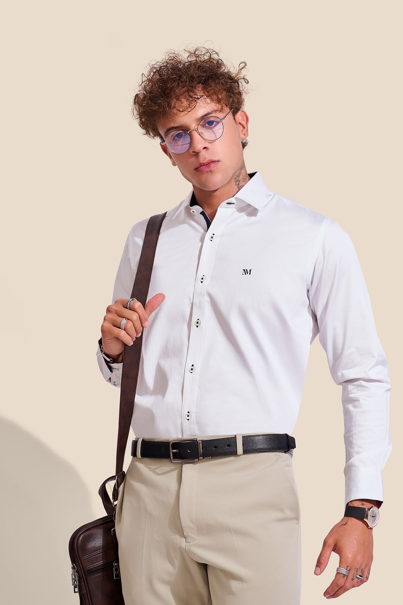Artistic Collection: Premium Solid White Formal Shirt for Men – Nm