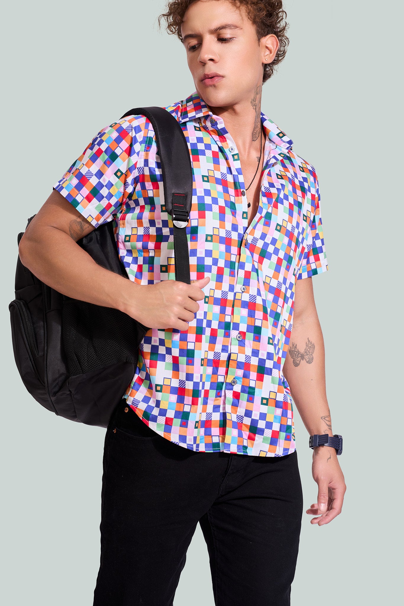 NM Color Checkboard Print Shirt