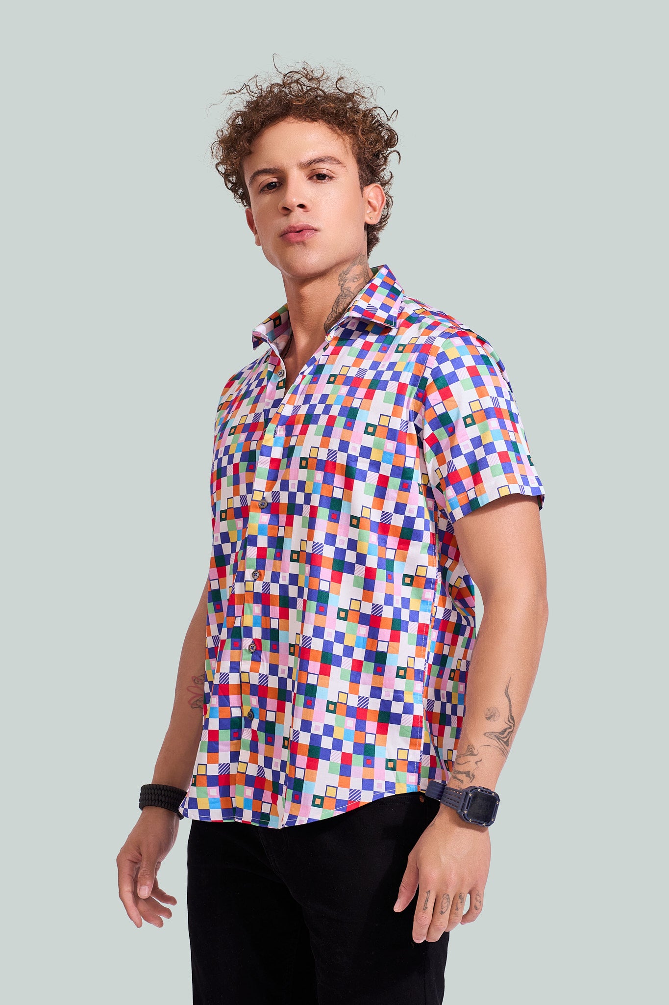 NM Color Checkboard Print Shirt