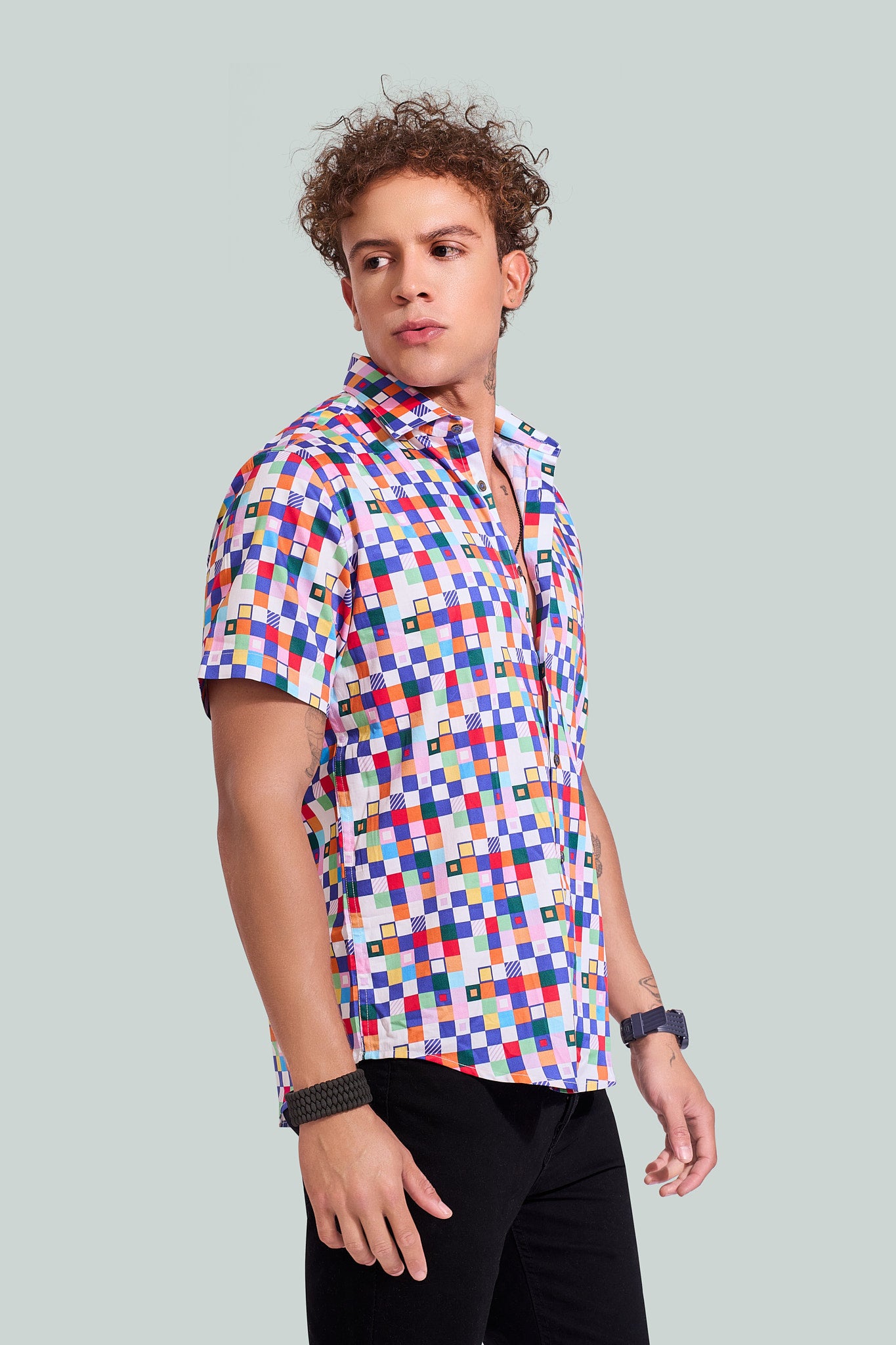 NM Color Checkboard Print Shirt