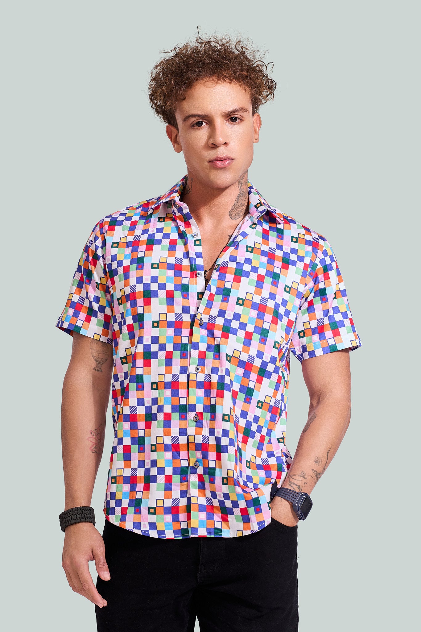 NM Color Checkboard Print Shirt